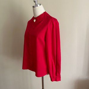 Vintage 80's Cherry Red Long Sleeve Blouse